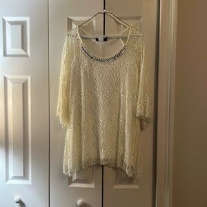 Beautiful white creamy colored lace shirt